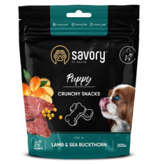Ласощі для цуценят Puppy Crunchy Snacks для здорового росту з ягням та обліпихою 200 г Сейворі Savory