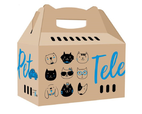 Картонна переноска для котів і собак TelePet 45,5*22*43,5 см Collar