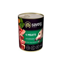 Корм для собак 3+1 консерва Сейвори SAVORY Gourmand 4 вида м'яса 200 г  