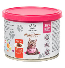 Корм для дорослих котів Pet Chef шматочки м'ясного асорті в желе 200 г Pet Chef