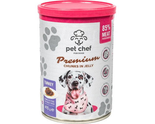 Корм для взрослых собак Pet Chef кусочки индейки в желе 415 г Pet Chef