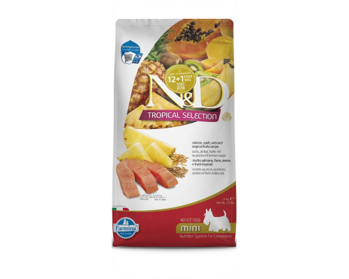 Сухой корм для собак N&D TROPICAL SELECTION SALMON ADULT MINI 1,5 кг с лососем и тропическими фруктами Farmina