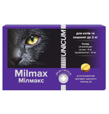 Таблетки для котів до 2 кг Milmax 4 мг протипаразитарний засіб №2 Unicum