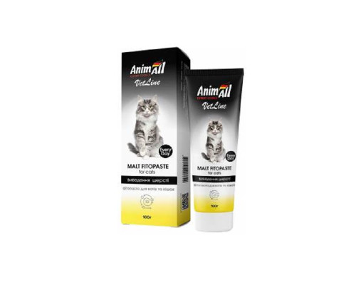 Фитопаста для выведения шерсти у котов и кошек 100 г AnimAll VetLine Malt
