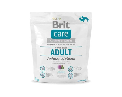 Корм для собак Брит  весом до 25 кг Brit Care GF Adult Salmon and Potato 1кг