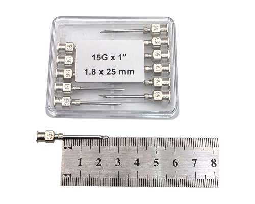 Игла инъекционная многоразовая 1,8*25 LL 15 Gх1/4"  1 шт Китай