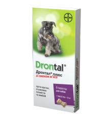 Таблетки для собак Дронтал антигельмінтний препарат зі смаком м'яса №6 Bayer