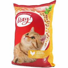Сухой корм для взрослых котов с курицей 1 кг Мяу