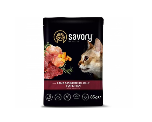Корм для котов Adult Cat Pouch ягненок тыква 85 г Savory