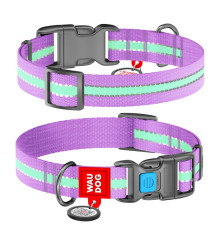 Нашийник для собак Waudog Nylon c QR паспортом світловідбиваючий Ш 25 мм Д 33-49 см фіолетовий Collar