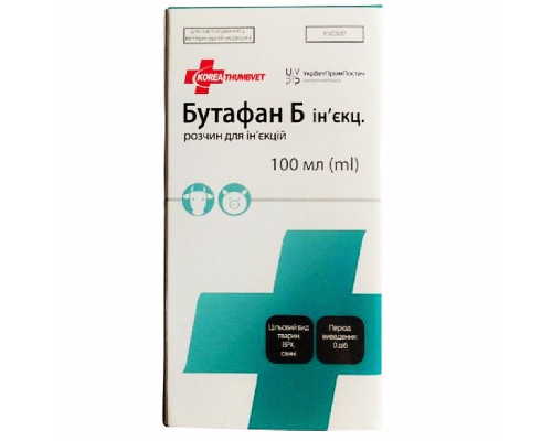Раствор для инъекций Бутафан 10% для лечения животных при парезах и тетаниях 100 мл BAVET
