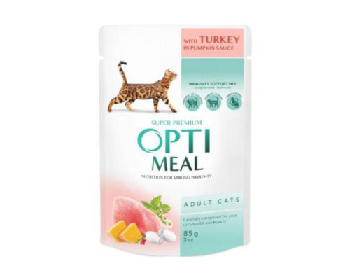 Корм для котов Adult Cats Turkey Pumpkin sause  индейка в тыквенном соусе 85 г Optimeal