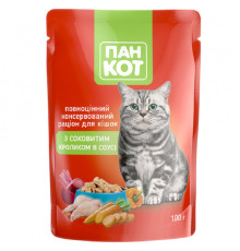 Корм для котів із соковитим кроликом у соусі 100 г Пан Кот