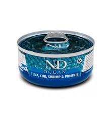 Влажный корм для котов Фармина Farmia N&D Grain Free OCEAN TUNA, COD, SHRIMP & PUMPKIN тунец креветка тыква 70 г