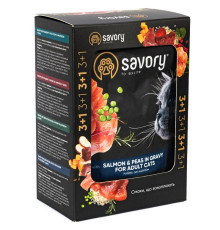 Корм д/кот Сейвори 3+1 SAVORY пауч лосось із горошком у соусі 4*85 г Savory 