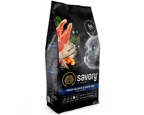 Корм для котов Сейвори SAVORY сухой лосось белая рыба 400 г