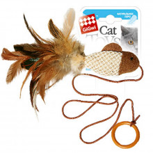 Іграшка для котів Дразнилка-рибка на палець GiGwi Teaser, перо, текстиль, 7 см/75026
