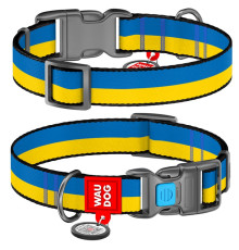 Нашийник для собак Waudog nylon Colors of freedom нейлоновий c QR-паспортом Ш 15 мм Д 25-35 см Collar