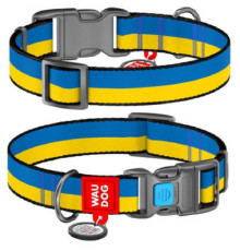 Нашийник для собак Waudog nylon Colors of freedom нейлоновий c QR-паспортом Ш 25 мм Д 33-49 см Collar