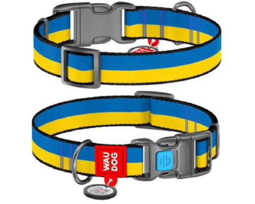 Нашийник для собак Waudog nylon Colors of freedom нейлоновий c QR-паспортом Ш 25 мм Д 33-49 см Collar