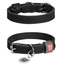 Нашийник для собак Waudog classic натуральна шкіра Ш 12 мм Д 19-25 см чорний Collar