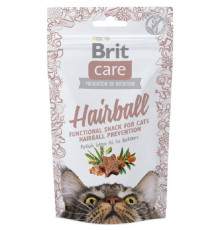Ласощі для котів Hairball для виведення шерсті з псиліумом і лінгноцелюлозою 50 г Brit Care