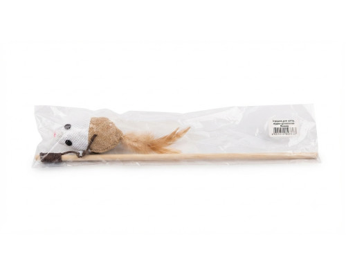 Игрушка д/кош Удочка дразнилка Мышка с игрушкой и пером арт.3185-M-HCT