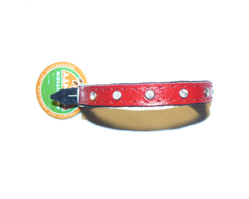 Ошейник алмаз кожа 35 мм 43-57 Franty 351014/3 красный