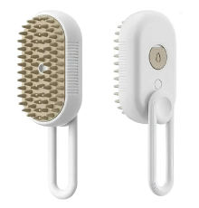 Парова щітка масажер з ручкою Steamy Brush E-W3317 для вичісування собак і котів з паровим розпилювачем біла Китай