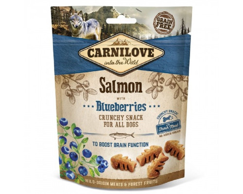 Лакомство для собак Dog Crunchy Snack с лососем и черникой 200 г Carnilove