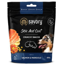 Ласощі для собак Skin And Coat Crunchy Snacks для здоров'я шкіри та шерсті з лососем і чорнобривцями 200 г Сейворі Savory