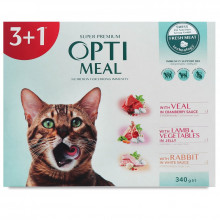 Корм для котов 3+1 Adult Cats Multi Taste №3  с разными вкусами 340 г Optimeal