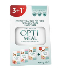 Корм для котів 3+1 Adult Cats Multi Taste №3 з різними смаками 340 г Optimeal