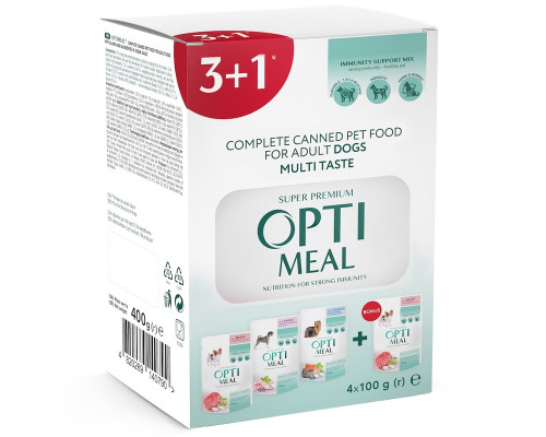 Корм для собак 3+1 Adult Dogs Multi Taste з різними смаками 400 г Optimeal