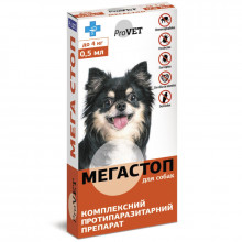 МЕГА Стоп ProVet краплі інсектоакарицидні для собак до 4 кг (4 шт в упаковці)