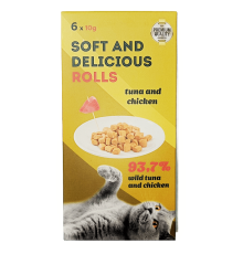 Ласощі для котів Ніжні роли Premium Quality з куркою і тунцем у стіках 6 х10 г Lucky Star