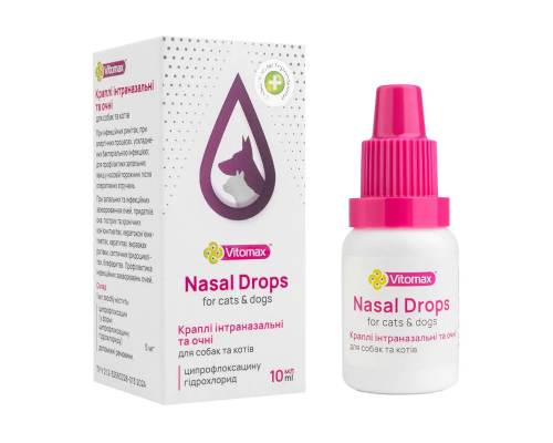 Краплі інтраназальні та очні для собак і котів Nasal Drops інтраназальні 10 мл Vitomax 