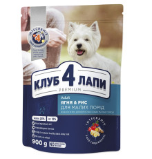 Сухий корм для собак малих порід Adult Small Breeds Lamb and Rice з ягням і рисом 900 г Клуб 4 лапи