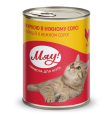 Корм для дорослих котів з куркою у ніжному соусі 415 г Мяу
