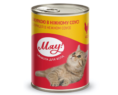 Корм для взрослых котов с курицей в нежном соусе 415 г Мяу