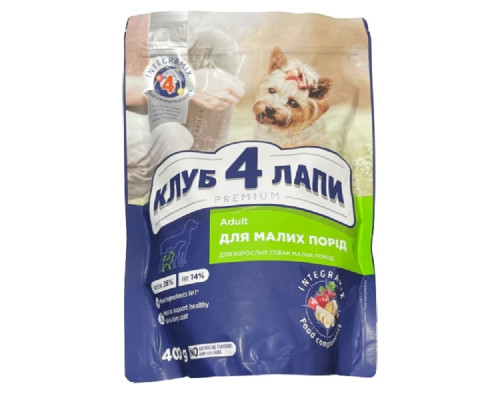 Сухой корм для собак малых пород Adult Small Breeds Duck с уткой 400 г  Клуб 4 лапы