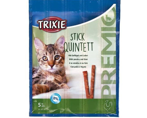 Ласощі для котів Premio Stick Quintet з домашнім птахом і печінкою 5 шт по 5 гр Trixie 42724