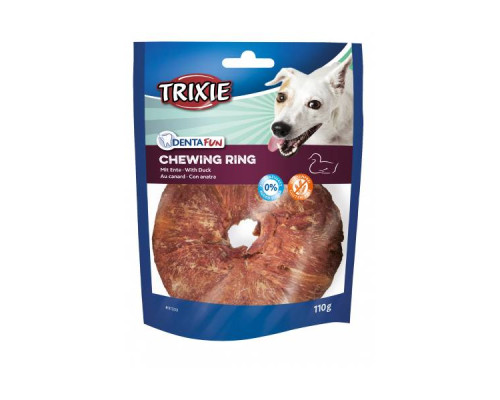 Кольцо д\соб.Denta Fun Duck Chewing Ring сиром'ятна шкіра з кочкою  d=10см 110г TRIXIE 31333