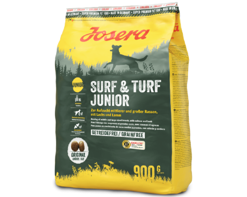 Сухий корм для цуценят середніх і великих порід Surf and Turf Junior з ягнятиною і лососем  Josera Ваговий цена за 1кг