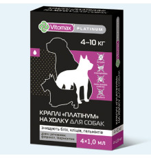 Краплі на холку для собак 4-10 кг Platinum протипаразитарний препарат 1 мл №4 Vitomax 