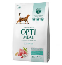 Сухий корм для стерилізованих котів Adult Cat Sterilised Turkey with oat з індичкою та вівсом 4 кг Optimeal