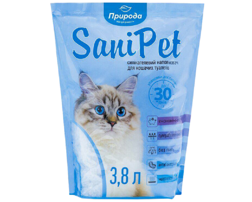 Наповнювач для котячих туалетів Sani Pet силікагелевий 3,8 л Природа