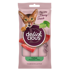 Ласощі для котів Tuna Flavoured with Aloe кремові ласощі тунець із додаванням алое 4 шт*15 г Delickcious Акция 1+1