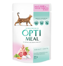 Корм для котів Lamb and Vegetables з ягням та овочами у желе 85 г Optimeal
