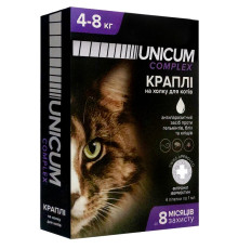 Краплі від бліх, кліщів і гельмінтів на холку Унікум Unicum complex для кішок 4-8 кг